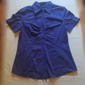NY&C Collar Double Zip Front Short Sleeve Shirt